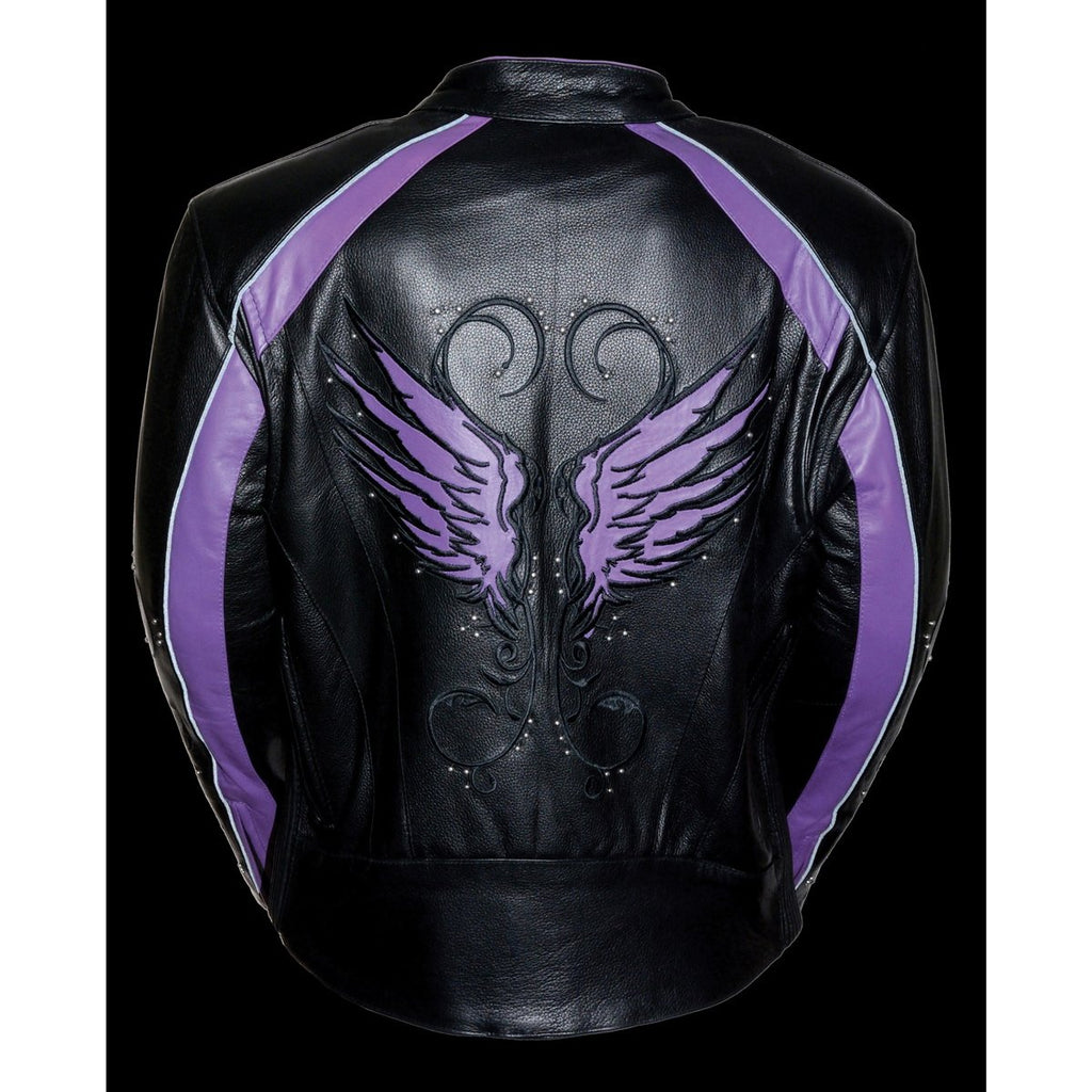 Milwaukee Leather ML1952 Women's Black and Purple Embroidered and Stud Design Jacket with Gun Pockets - Milwaukee Leather Womens Leather Jackets