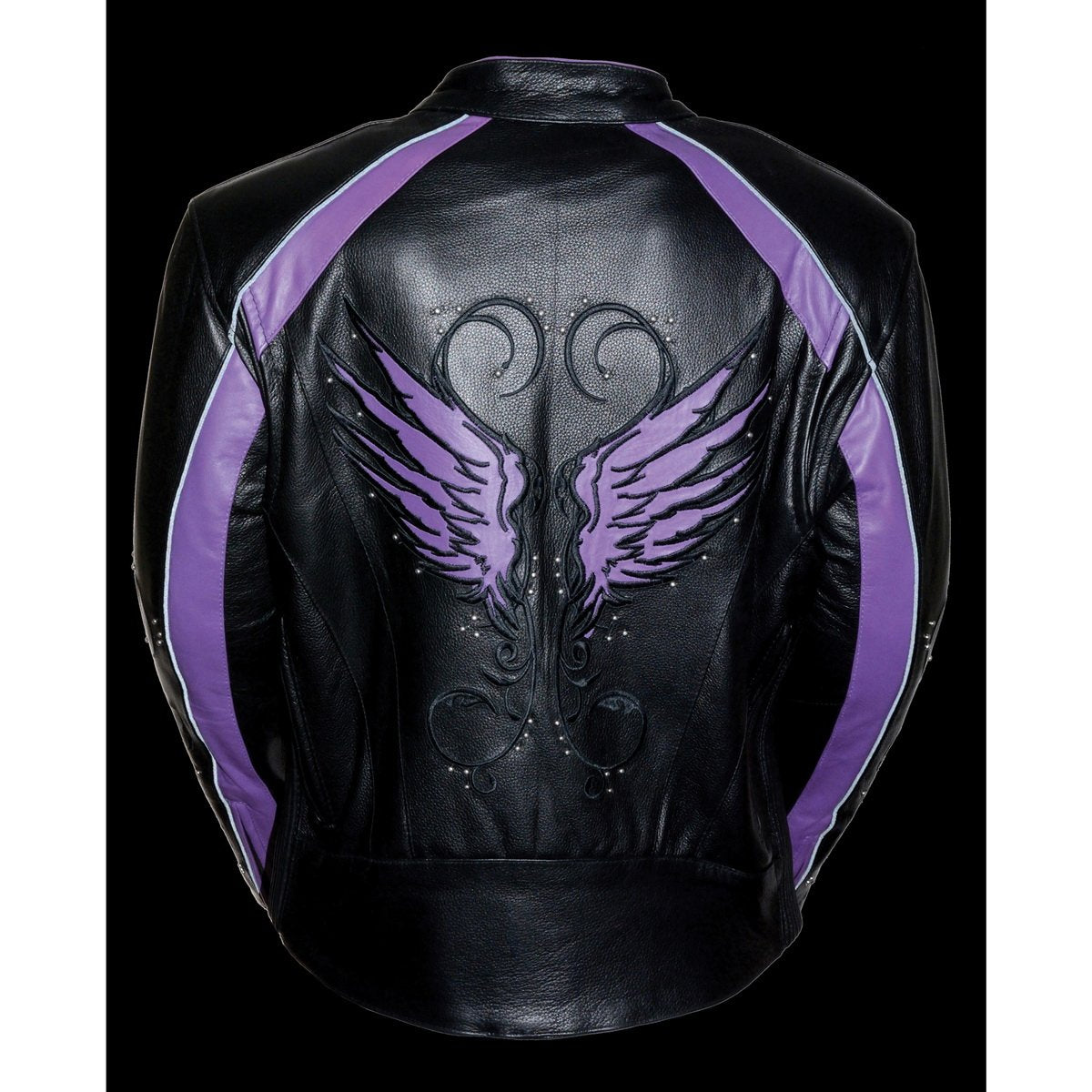 Milwaukee Leather ML1952 Women's Black and Purple Embroidered and Stud Design Jacket with Gun Pockets - Milwaukee Leather Womens Leather Jackets