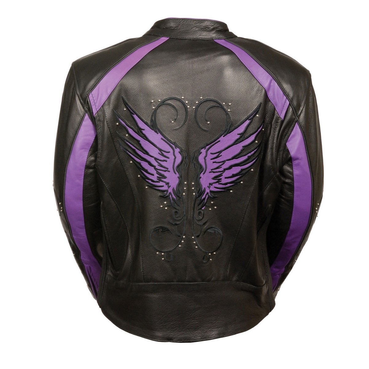 Milwaukee Leather ML1952 Women's Black and Purple Embroidered and Stud Design Jacket with Gun Pockets - Milwaukee Leather Womens Leather Jackets