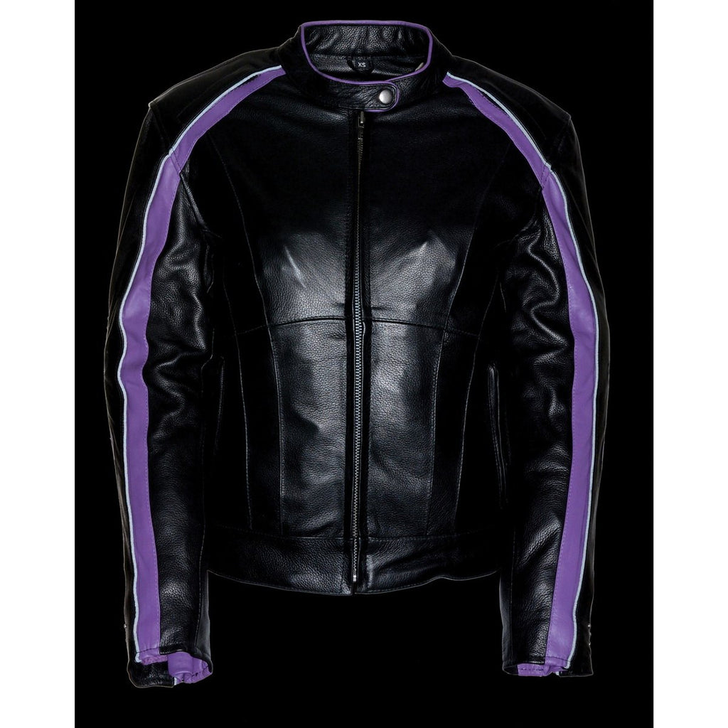 Milwaukee Leather ML1952 Women's Black and Purple Embroidered and Stud Design Jacket with Gun Pockets - Milwaukee Leather Womens Leather Jackets