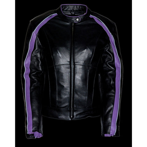 Milwaukee Leather ML1952 Women's Black and Purple Embroidered and Stud Design Jacket with Gun Pockets - Milwaukee Leather Womens Leather Jackets