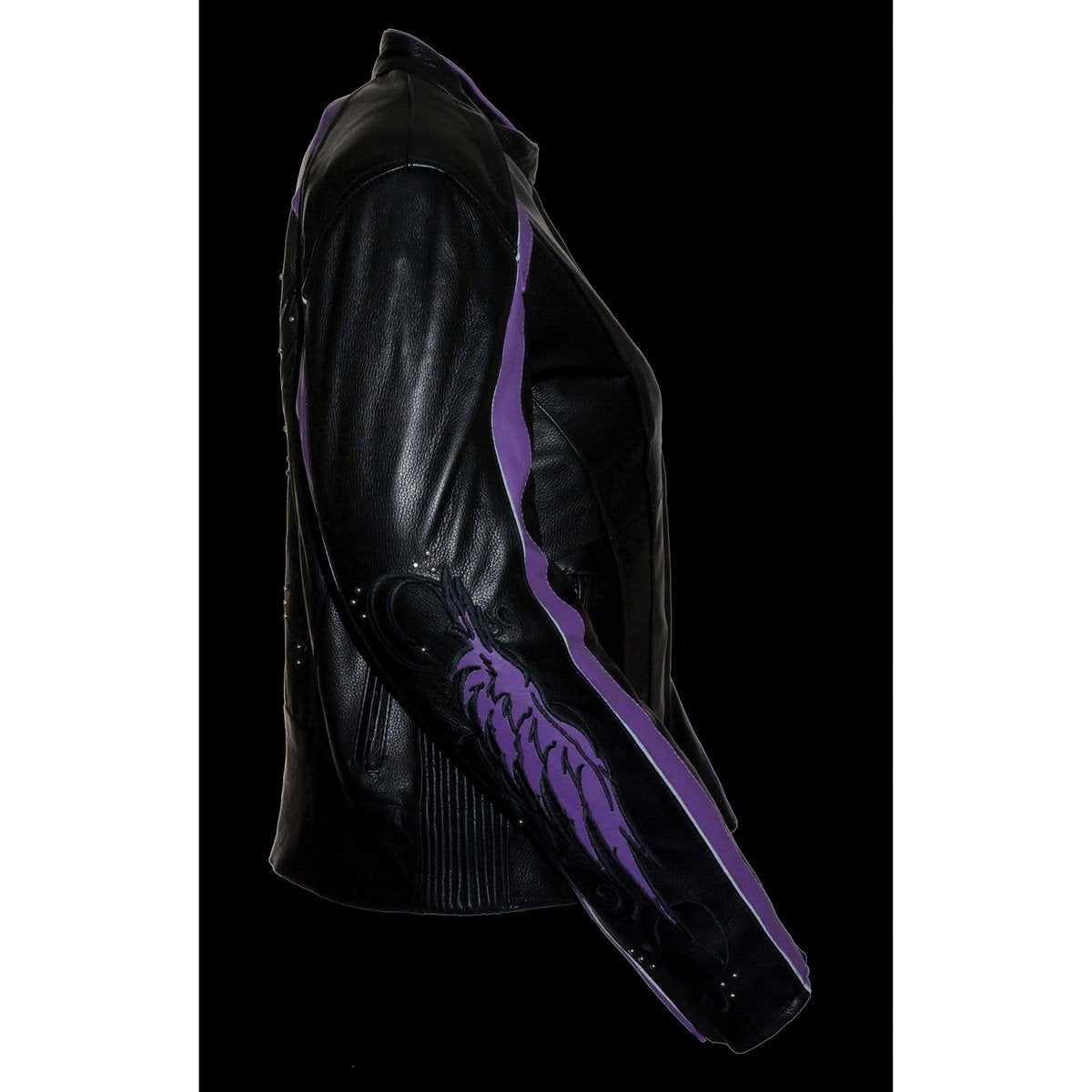 Milwaukee Leather ML1952 Women's Black and Purple Embroidered and Stud Design Jacket with Gun Pockets - Milwaukee Leather Womens Leather Jackets