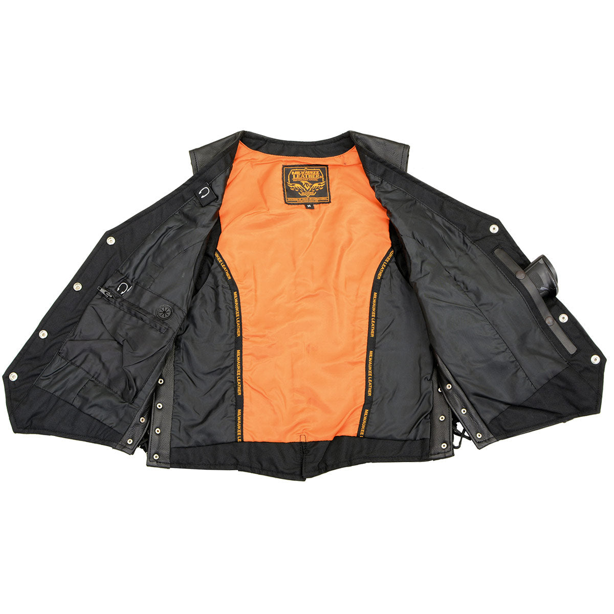 Milwaukee Leather ML2042 Women's Black Braided Premium Leather Motorcycle Rider Vest w/ Side Laces
