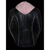 Milwaukee Leather ML2066 Women's Reflective Tribal 3/4 Length Black/Pink Leather Jacket with Hoodie - N/A