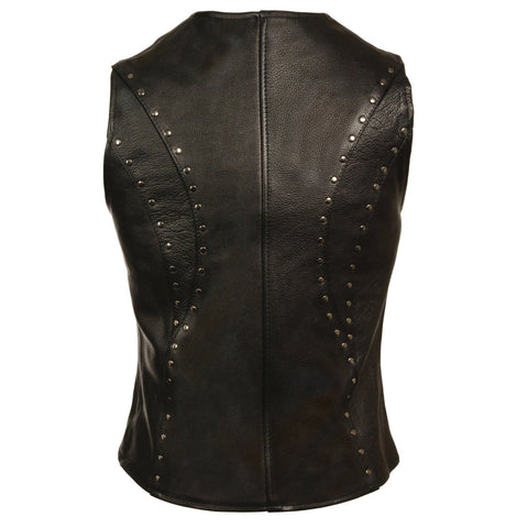 Milwaukee Leather ML2078 Women's Black Leather Vest with Studding Detail - Milwaukee Leather Womens Leather Vests