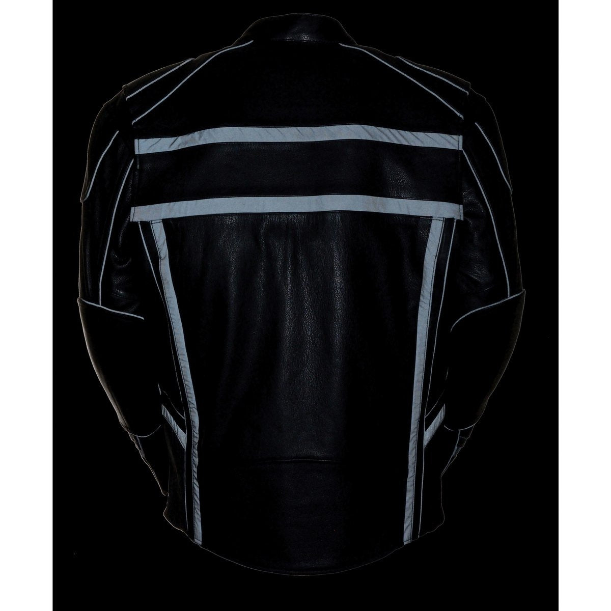 Milwaukee Leather ML2083 Men's Black Vented Reflective Leather Jacket with Gun Pockets - Milwaukee Leather Mens Leather Jackets