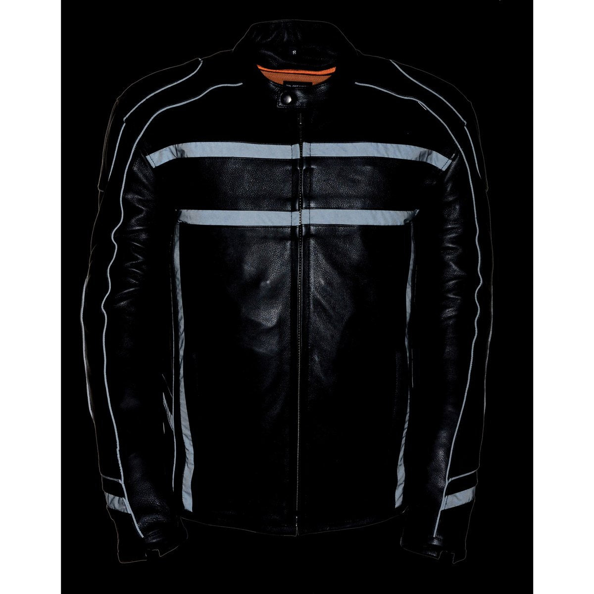 Milwaukee Leather ML2083 Men's Black Vented Reflective Leather Jacket with Gun Pockets - Milwaukee Leather Mens Leather Jackets