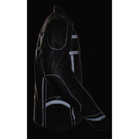 Milwaukee Leather ML2083 Men's Black Vented Reflective Leather Jacket with Gun Pockets - Milwaukee Leather Mens Leather Jackets