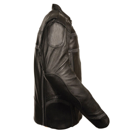 Milwaukee Leather ML2083 Men's Black Vented Reflective Leather Jacket with Gun Pockets - Milwaukee Leather Mens Leather Jackets