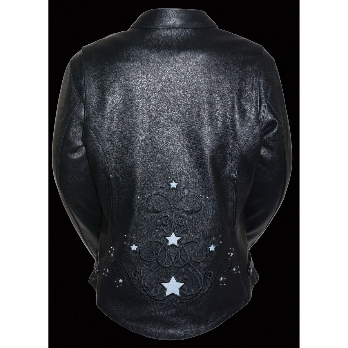 Milwaukee Leather ML2500 Women's Reflective Star Riveted Black Leather Jacket