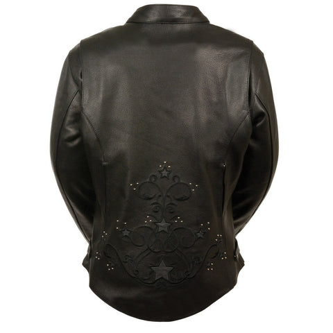 Milwaukee Leather ML2500 Women's Reflective Star Riveted Black Leather Jacket