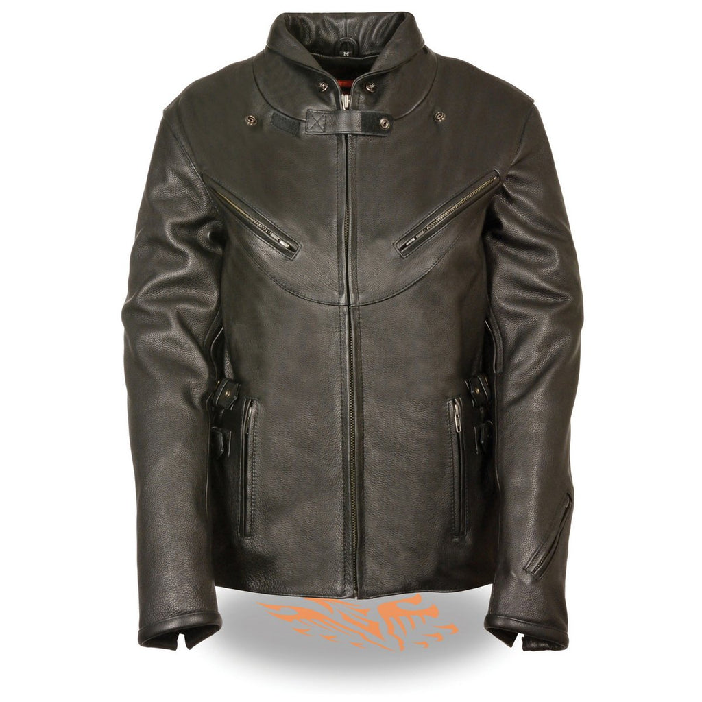 Milwaukee Leather MLL2510 Women's Black Leather Vented Jacket With Side Buckles - Milwaukee Leather Womens Jackets