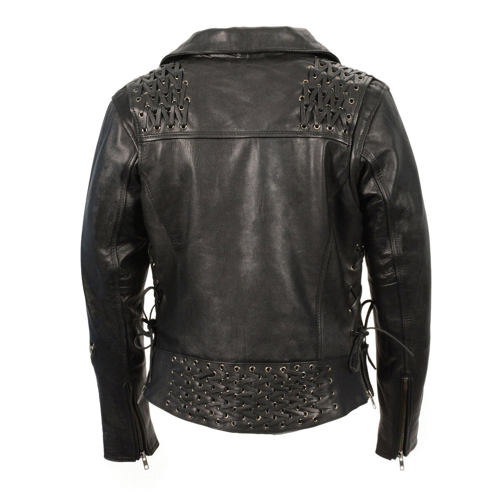 Milwaukee Leather MLL2525 Women's Black Leather Lightweight Lace to Lace Jacket - Milwaukee Leather Womens Jackets