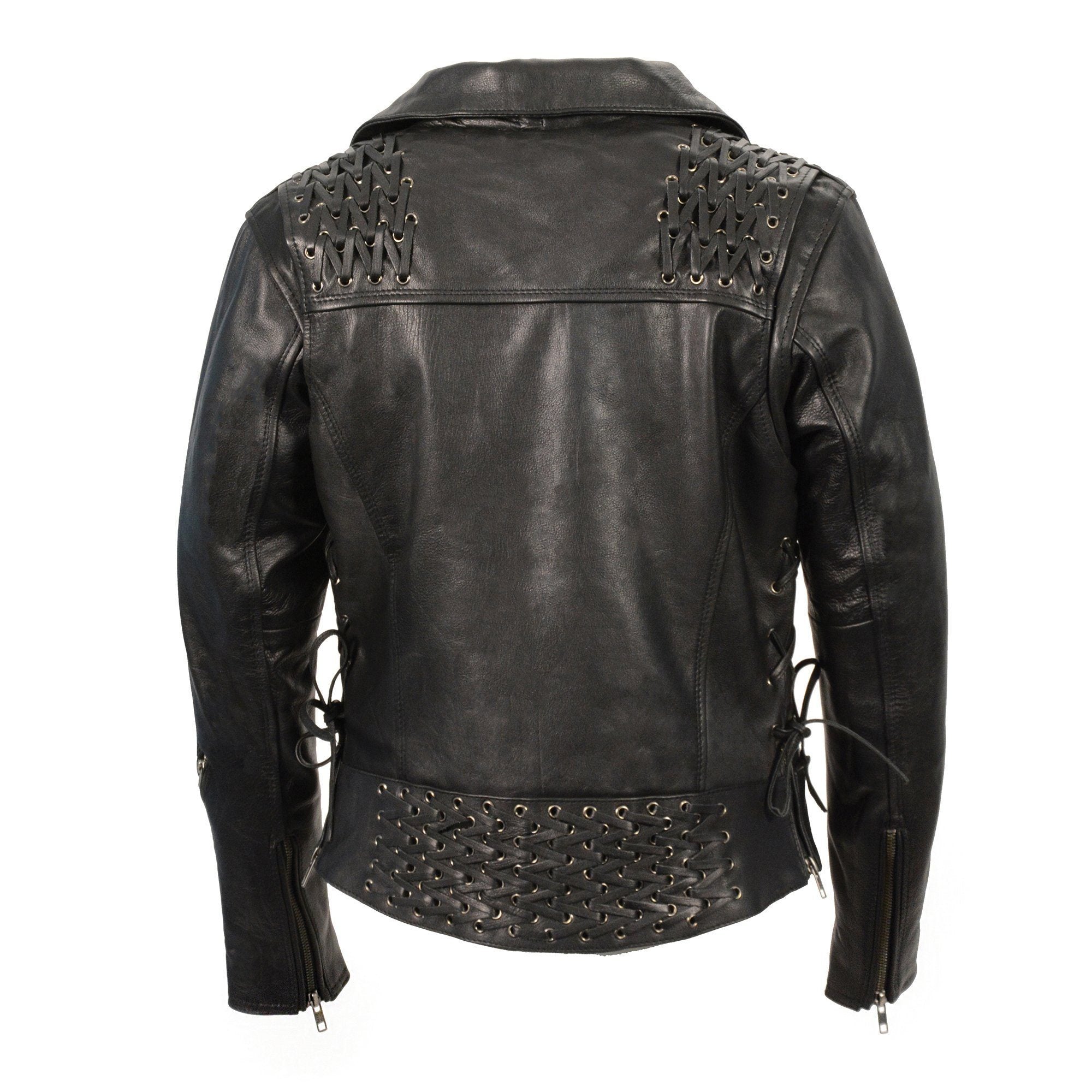 Milwaukee Leather MLL2525 Women's Black Leather Lightweight Lace to Lace Jacket - Milwaukee Leather Womens Jackets