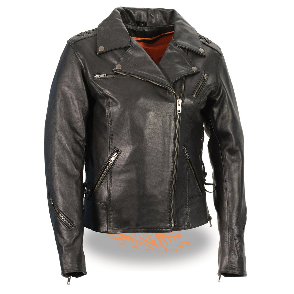 Milwaukee Leather MLL2525 Women's Black Leather Lightweight Lace to Lace Jacket - Milwaukee Leather Womens Jackets