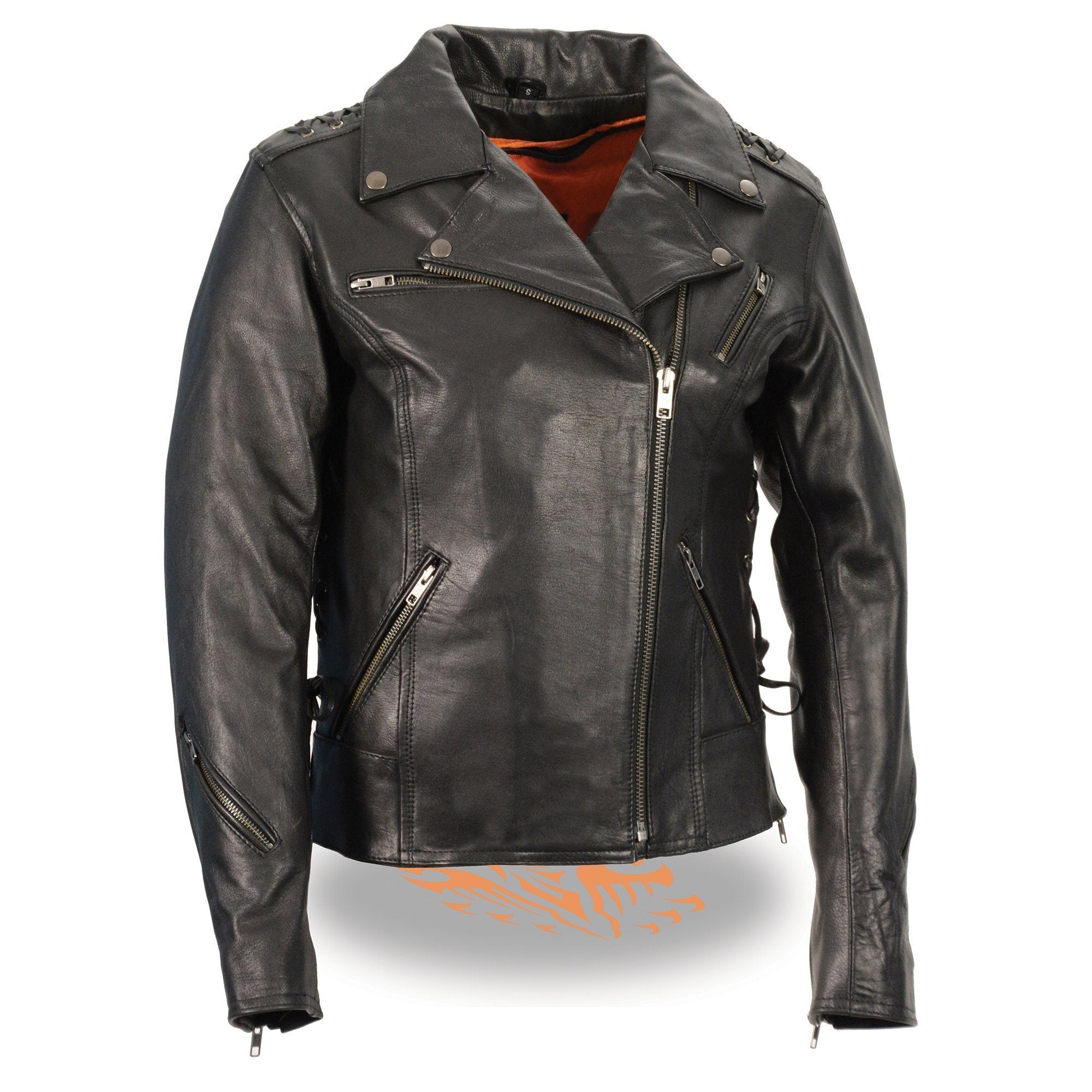 Milwaukee Leather MLL2525 Women's Black Leather Lightweight Lace to Lace Jacket - Milwaukee Leather Womens Jackets