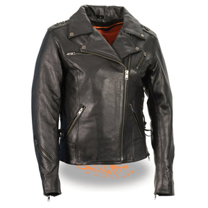 Milwaukee Leather MLL2525 Women's Black Leather Lightweight Lace to Lace Jacket - Milwaukee Leather Womens Jackets