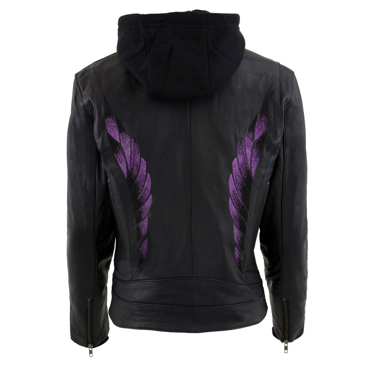 Milwaukee Leather MLL2546 Women's Purple Winged ‘Scuba’ Leather Jacket with Hoodie