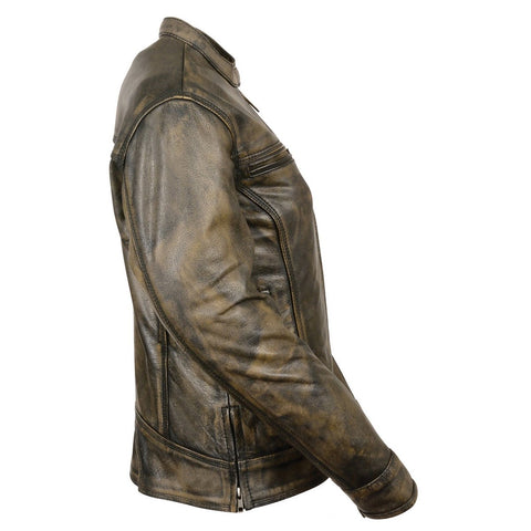 Milwaukee Leather MLL2550 Women's Distressed Brown Vented Leather Scooter Jacket with Gun Pockets - Milwaukee Leather Womens Leather Jackets