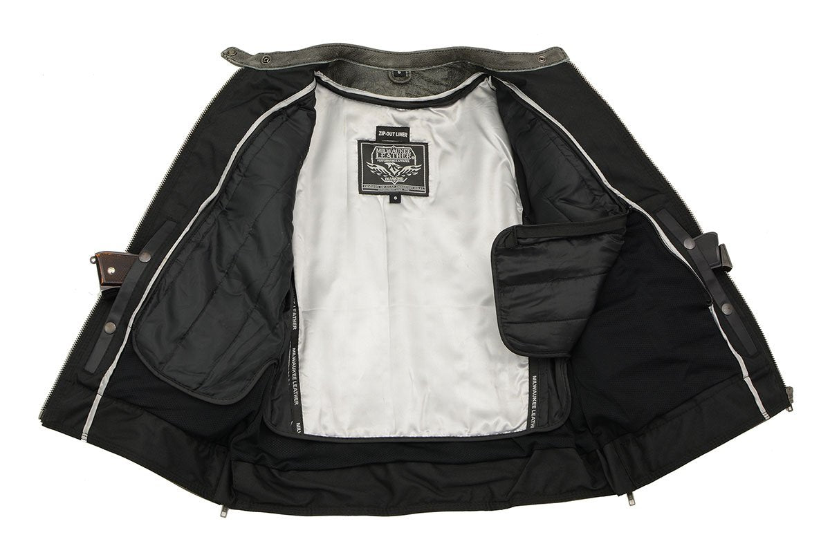 Milwaukee Leather MLL2550 Women's ‘Scooter ‘Distressed Grey Leather Jacket