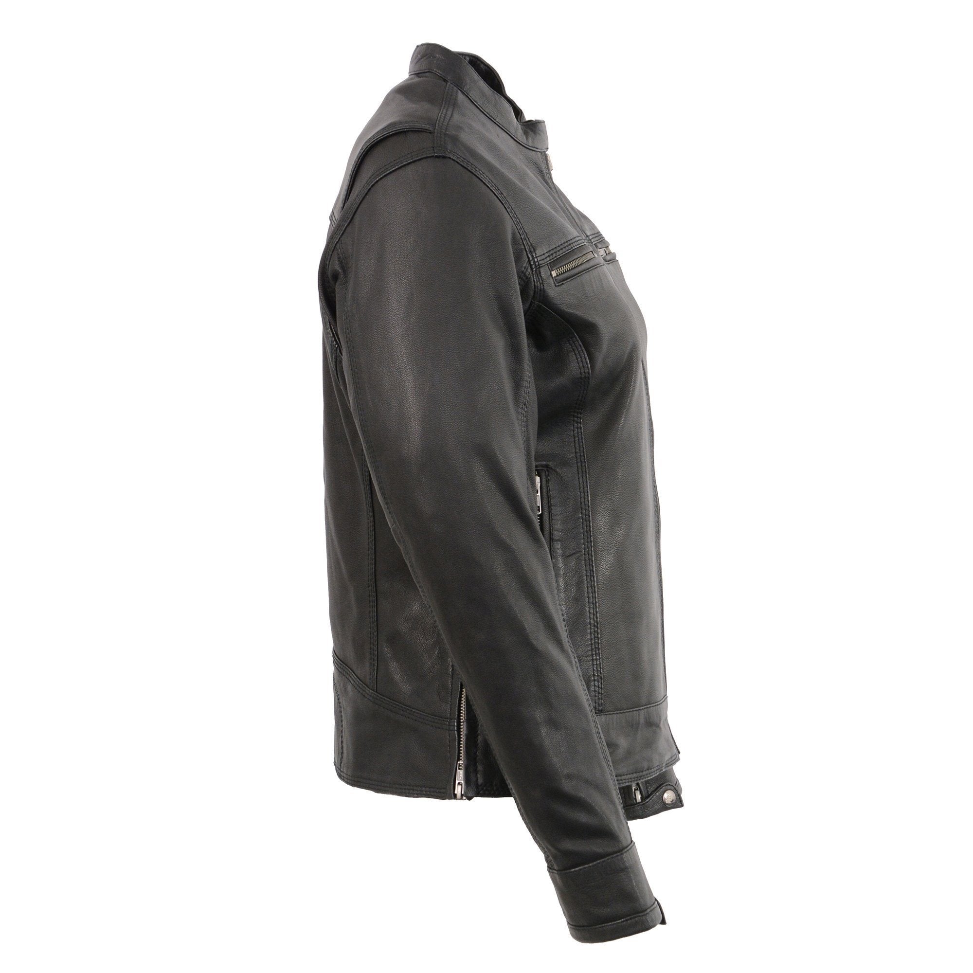 Milwaukee Leather MLL2551 Women's Black Vented Lightweight Leather Triple Stitch Scooter Jacket - Milwaukee Leather Womens Jackets
