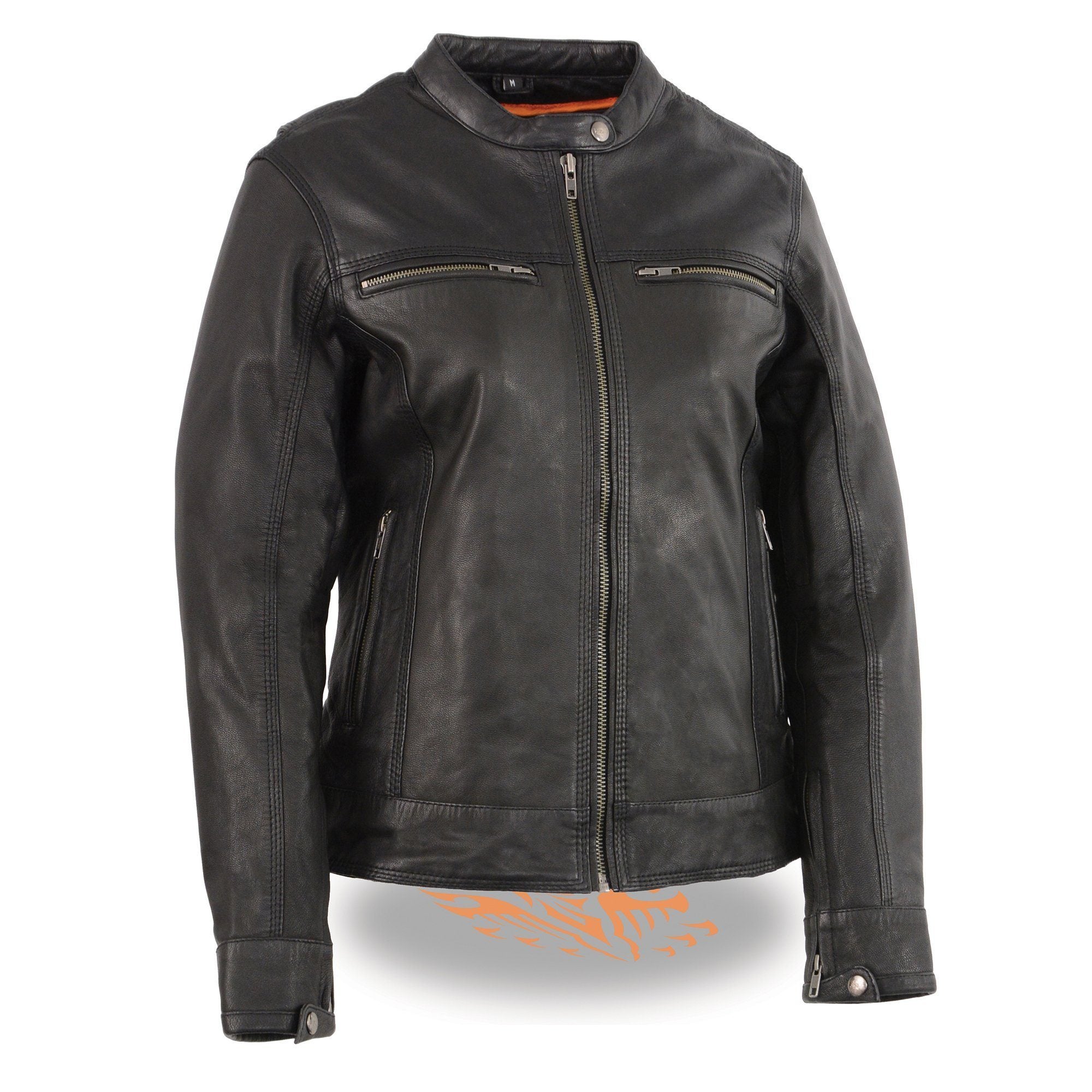 Milwaukee Leather MLL2551 Women's Black Vented Lightweight Leather Triple Stitch Scooter Jacket - Milwaukee Leather Womens Jackets