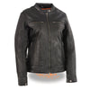 Milwaukee Leather MLL2551 Women's Black Vented Lightweight Leather Triple Stitch Scooter Jacket - Milwaukee Leather Womens Jackets