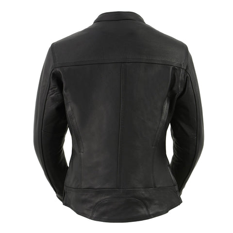 Milwaukee Leather MLL2552 Women's 'Cool-Tec' Black Scooter Leather Triple Stitch Jacket