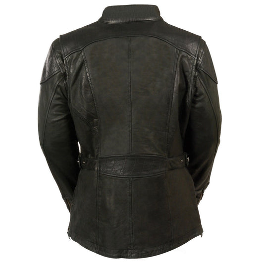 Milwaukee Leather MLL2560 Women's Black 3/4 Length Gator Embossed Leather Jacket