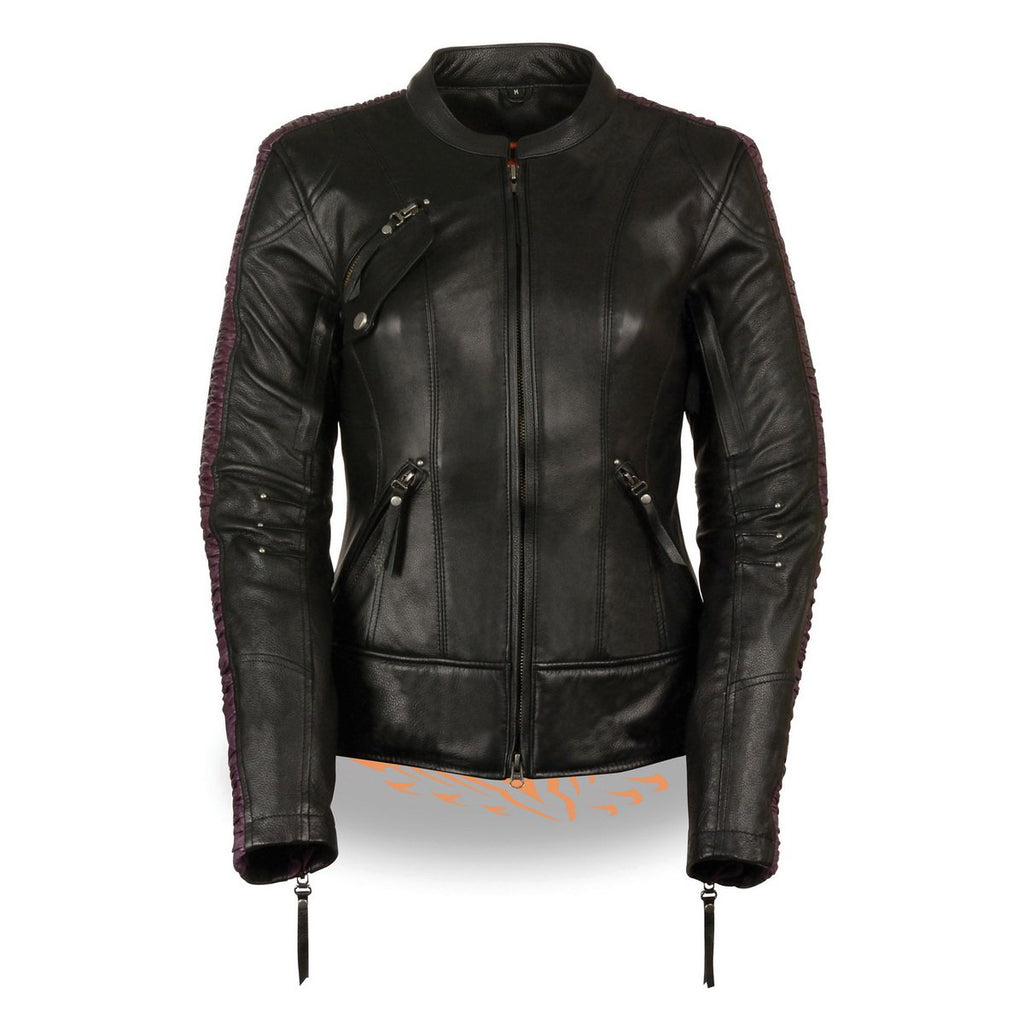 Milwaukee Leather MLL2570 Women's Phoenix Black and Purple Leather Jacket with Dual Gun Pockets - Milwaukee Leather Womens Leather Jackets