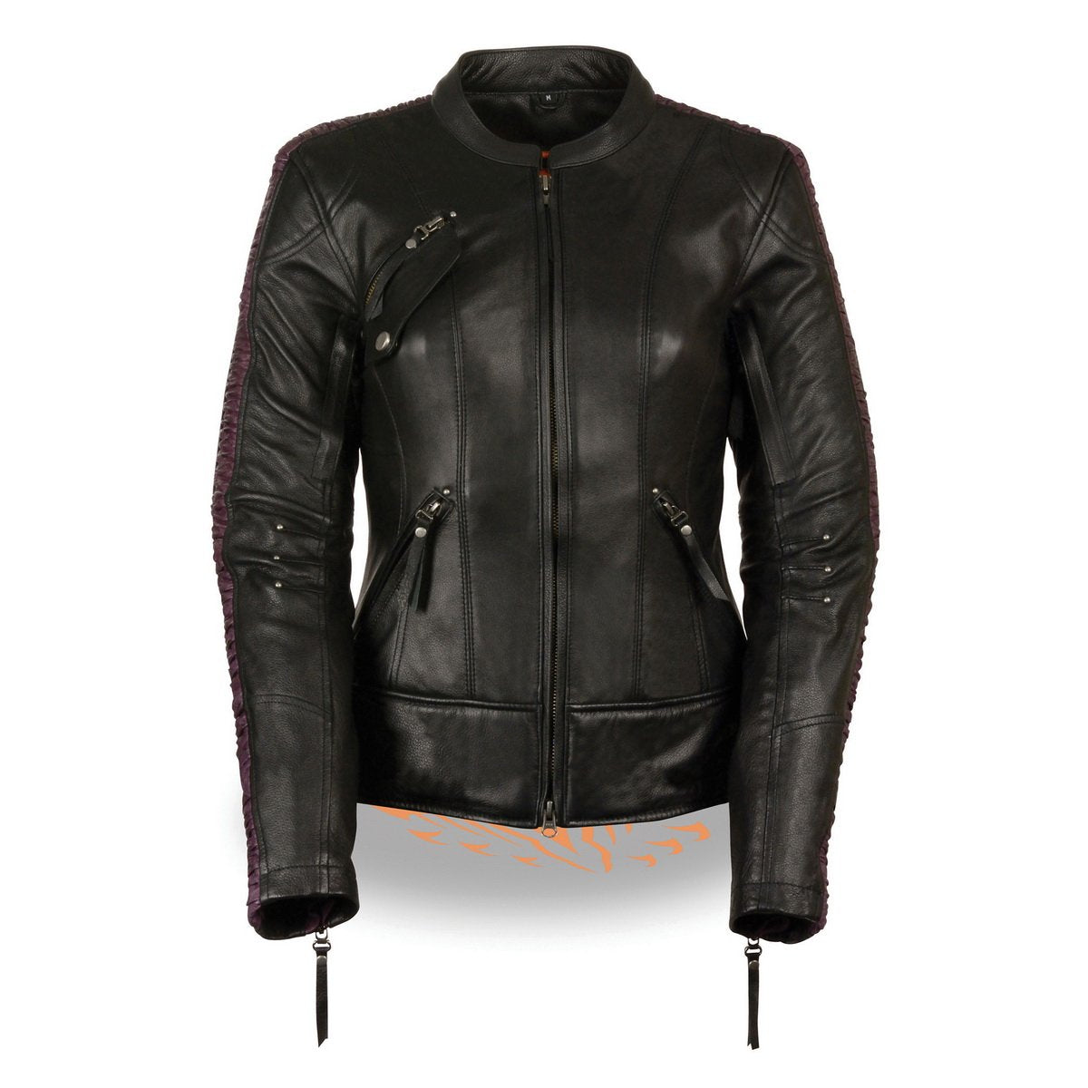 Milwaukee Leather MLL2570 Women's Phoenix Black and Purple Leather Jacket with Dual Gun Pockets - Milwaukee Leather Womens Leather Jackets