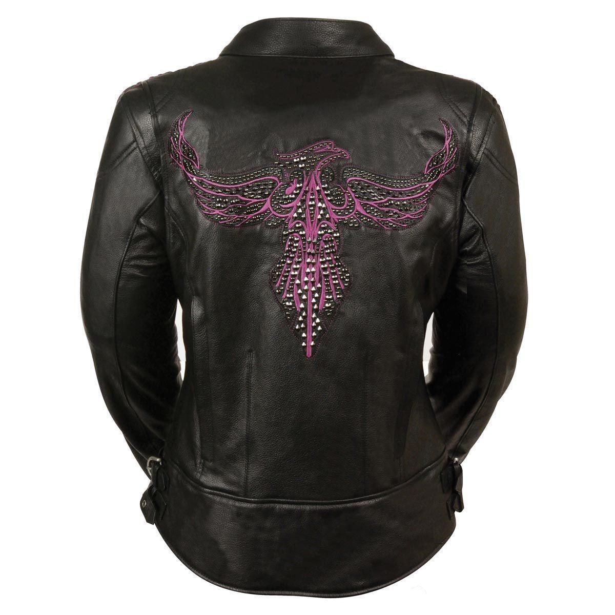 Milwaukee Leather MLL2570 Women's Phoenix Black Fuchsia Pink Leather Jacket with Dual Gun Pockets - Milwaukee Leather Womens Leather Jackets