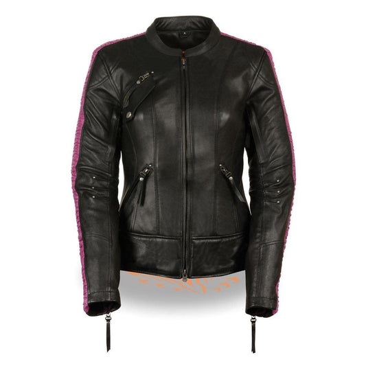 Milwaukee Leather MLL2570 Women's Phoenix Black Fuchsia Pink Leather Jacket with Dual Gun Pockets - Milwaukee Leather Womens Leather Jackets