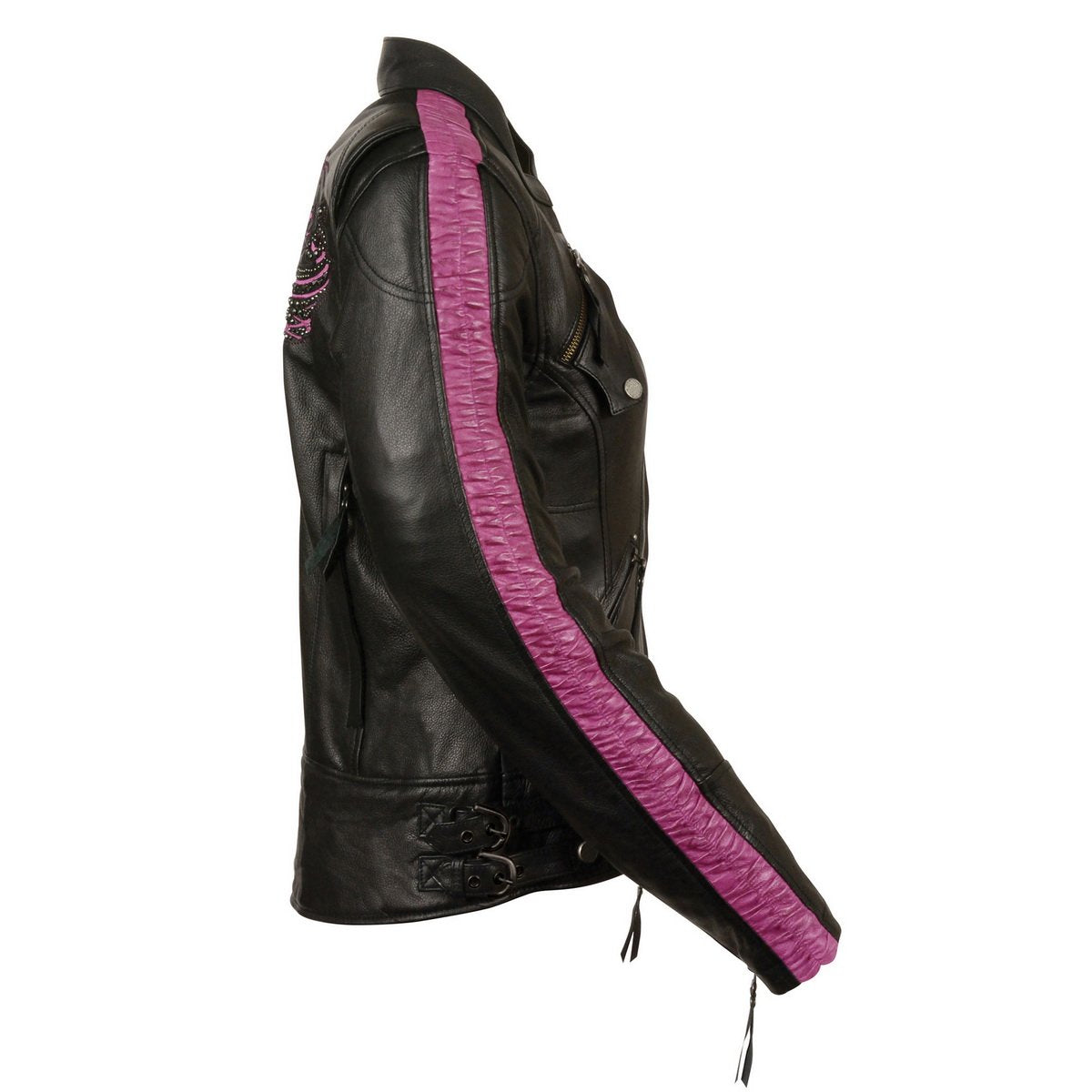 Milwaukee Leather MLL2570 Women's Phoenix Black Fuchsia Pink Leather Jacket with Dual Gun Pockets - Milwaukee Leather Womens Leather Jackets