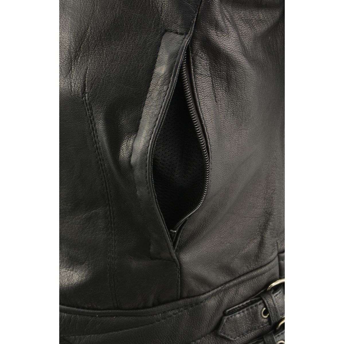 Milwaukee Leather MLL2571 Women's Black 'Crinkled Arm' Lightweight Racer Jacket