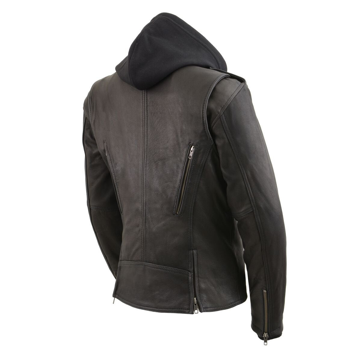 Milwaukee Leather MLL2575 Women’s Black Vented MC Jacket with Removable Hoodie - Milwaukee Leather Womens Jackets