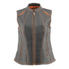 Milwaukee Leather MLL4507 Women's 'Laser Cut' Distressed Black and Orange Scuba Style Vest