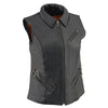 Milwaukee Leather MLL4520 Women’s Black Leather Shirt Style Collar Motorcycle Rider Vest with 4 Front Lower Pockets