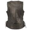 Milwaukee Leather MLL4525 Women's Leather Black Lightweight Lace to Lace Vest - Milwaukee Leather Womens Leather Vests