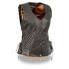 Milwaukee Leather MLL4525 Women's Leather Black Lightweight Lace to Lace Vest - Milwaukee Leather Womens Leather Vests