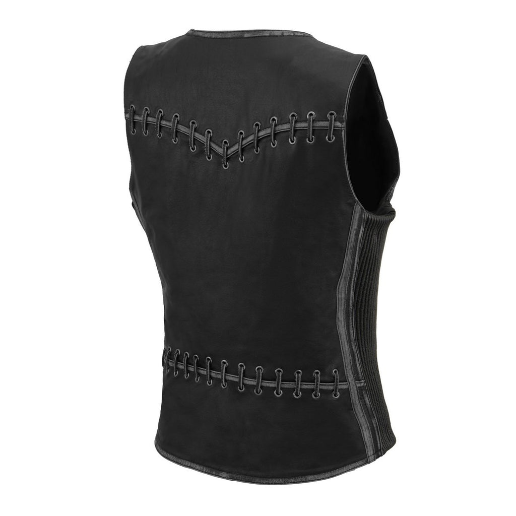 Milwaukee Leather MLL4526 Women's Distressed Grey Leather Vest