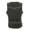 Milwaukee Leather MLL4527 Women's Distress Brown Leather Motorcycle Rider Vest- Stretch Side Panel W/ Lacing Detail