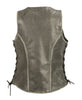 Milwaukee Leather MLL4531 Women's Distressed Grey Leather Vest with Side Laces - Milwaukee Leather Womens Leather Vests