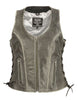 Milwaukee Leather MLL4531 Women's Distressed Grey Leather Vest with Side Laces - Milwaukee Leather Womens Leather Vests