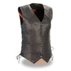 Milwaukee Leather MLL4546 Ladies Black Lightweight Side Laced Four Snap Leather Vest - Milwaukee Leather Womens Leather Vests