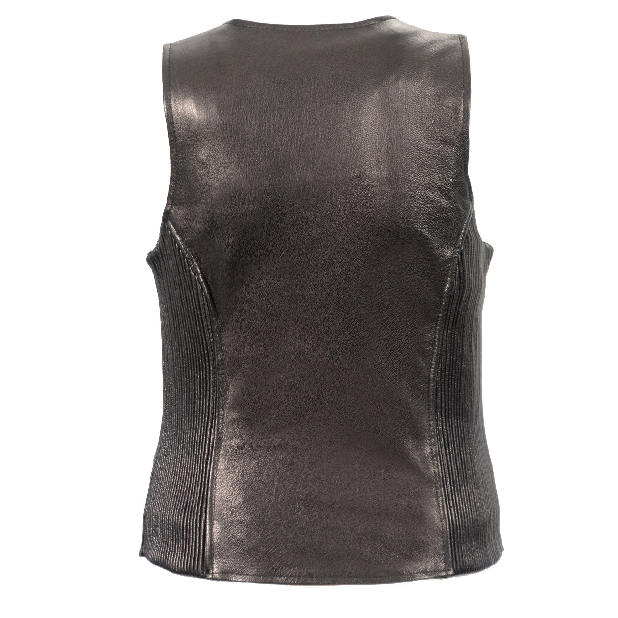 Milwaukee Leather MLL4555 Ladies Black Leather Side Stretch Vest with Zipper Closure - Milwaukee Leather Womens Leather Vests