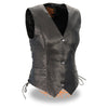 Milwaukee Leather MLL4560 Ladies Black Braided Leather Vest with Side Laces - Milwaukee Leather Womens Leather Vests