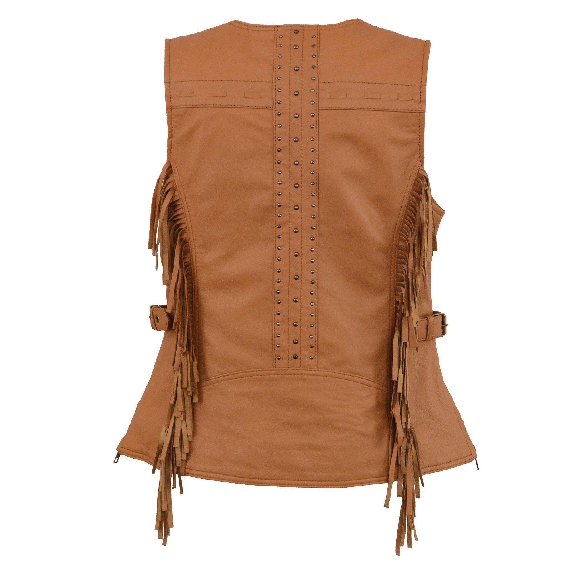 Milwaukee Leather MLL4566 Ladies Fringed Leather Saddle Snap Front Vest - Milwaukee Leather Womens Leather Vests
