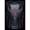 Milwaukee Leather MLL4570 Ladies 'Studded Phoenix' Black and Purple Leather Vest - Milwaukee Leather Womens Leather Vests