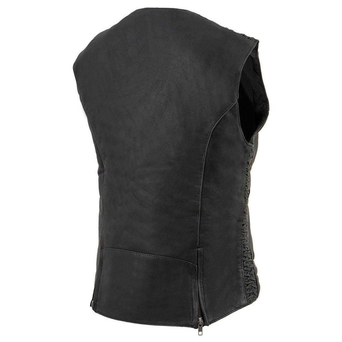 Milwaukee Leather MLL4571 Ladies 'Crinkled' Black Lightweight Leather Vest